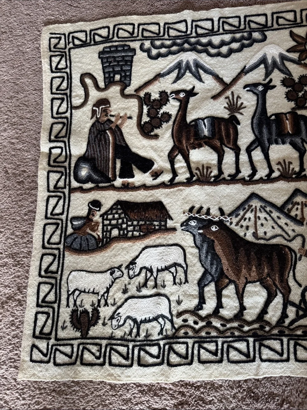 Embroidered Aztec Mayan Inca Hand Woven Tapestry